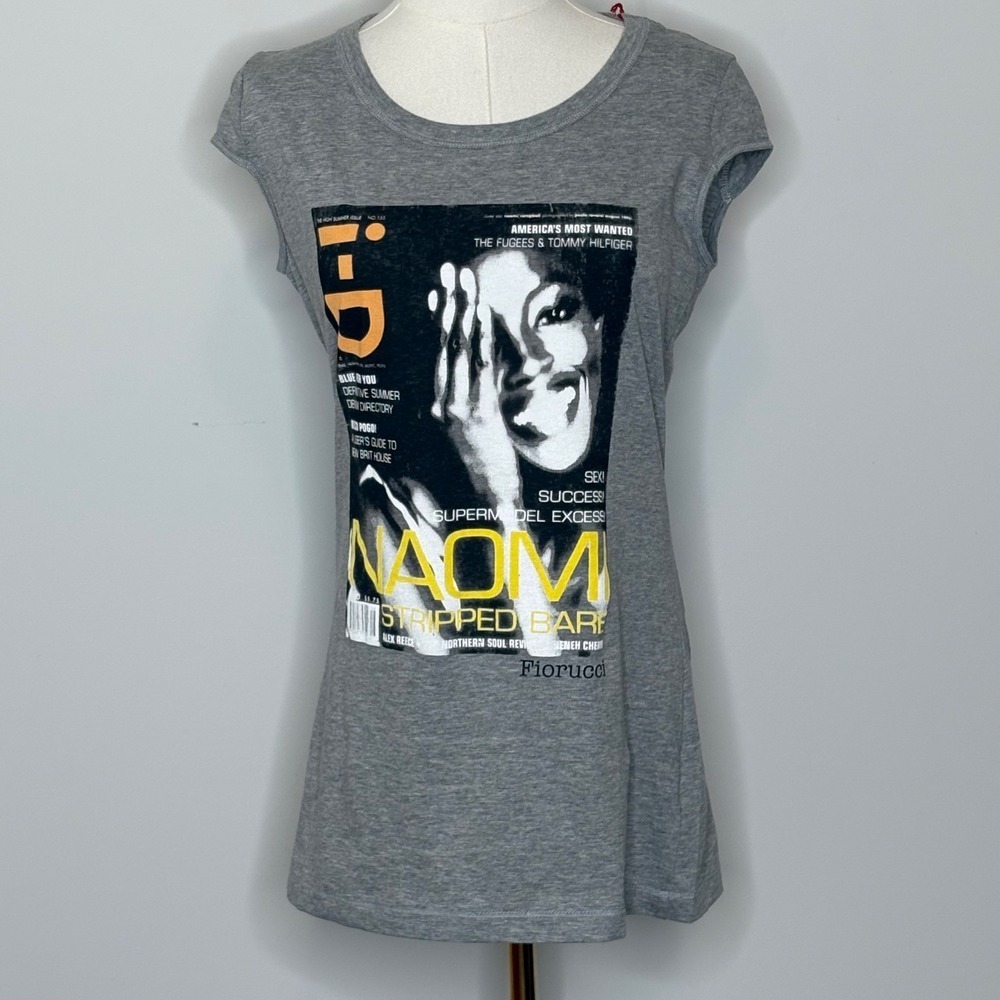 Fiorucci x Naomi Campbell Crewneck Gray Cotton Shirt Womens Size Small